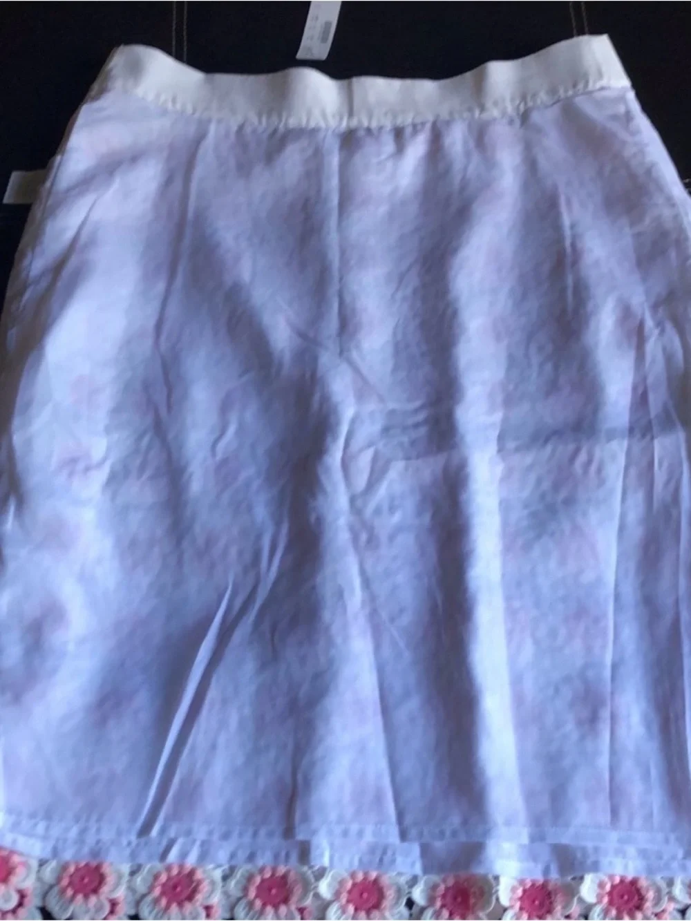 J Crew Floral Crochet Pencil Skirt White Pink 14